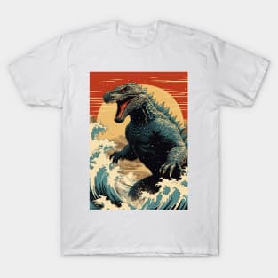 Wave and Godzilla T-Shirt